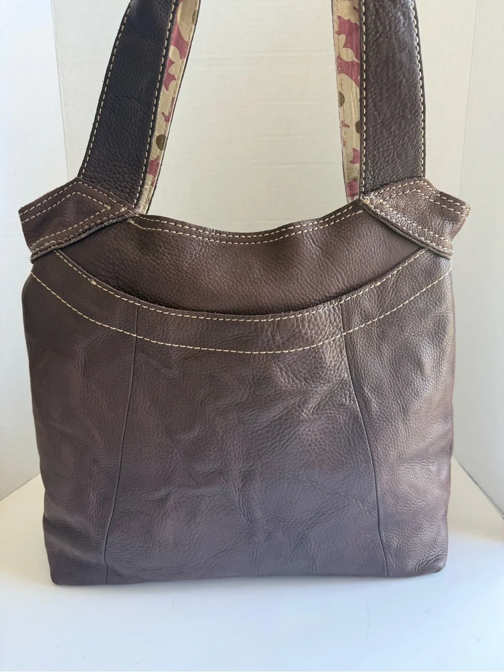 Fossil Brown Genuine Leather Y2K Slouchy Hobo Shoulder Bag